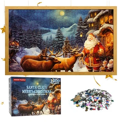 Noel Mavi Kart Kağıt Yapboz